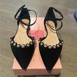 Kate Spade Black Heels with Pearl Accents